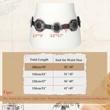 Boho 1pc Ladies' Fashionable Western Cross Buckle Leather Belt With Silver Studs Halloween Summer, School