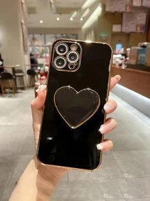 電鍍心形支架手機殼,適用於iphone - 黑色 - 查看 9