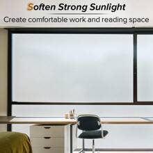 1卷霧面純靜電及無膠不透光隱私貼紙,窗戶辦公室浴室貼紙,隔熱,可重複使用,自粘且防紫外線 - 白色 - 查看 6