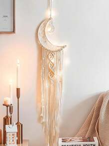 1 Pièce Attrape-rêve À Étoile Et Lune De Lumière De Chaîne Led À Télécommande 8 Fonctions , Cadeau De Collier , Décoration De Maison Bohème Crochetée , Décoration De Chambre Suspendue Murale En Tricot De Dentelle Artisanale Pour Chambre D'amis , Cadeau Pour Femme , Cadeau Pour Mère , Décoration De Crèche , Décoration De Maison , Décoration Murale , Décoration De Chambre