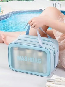 防水洗漱包，双层旅行便携式化妆品收纳包，干湿分离，适用于游泳、健身房等旅行收纳包、化妆包、化妆包、度假收纳包、大容量化妆品收纳化妆盒，可容纳口红、刷子、护肤品、手机、硬币、小物品，适用于家庭、礼物、度假和节日万圣节圣诞节多功能用途，波西米亚风，适用于假日海滩、浴室收藏、卧室收藏，大容量 - 寶藍色 - 查看 6