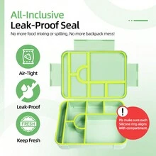 1pc, 1330ml Bento Lunch Box, Leak-Proof Lunch Box For Adults, Food Container And Cutlery Set With 7 Compartments, Suitable For Office, Outing - Apple Green - View 4