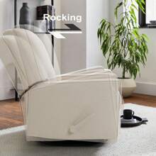 Harkawon Swivel Rocker Recliner Chair, Glider Rocker Recliner, Rocking Chair Nursery, Fabric Chair With High Back, Deep Seat, For Living Room, Bedroom - 米色 - 查看 4