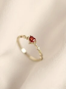 1只925銀紅寶鑽戒指,18k鍍金精緻戒指,承諾訂婚愛情戒指,婚禮飾品,適合女性日常佩戴