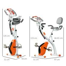 HOMCOM 2-In-1 Foldable Exercise Bike Recumbent Stationary Bike 8-Level Adjustable Magnetic Resistance With Pulse Sensor LCD Display - Orange - View 9
