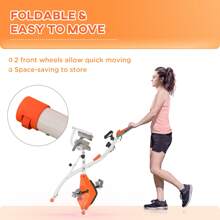 HOMCOM 2-In-1 Foldable Exercise Bike Recumbent Stationary Bike 8-Level Adjustable Magnetic Resistance With Pulse Sensor LCD Display - Orange - View 8
