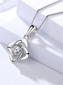 Ensemble de bijoux fleur en zircone cubique en argent sterling 925, boucles d'oreilles et collier, élégant et pour la Saint-Valentin, les rendez-vous, les cadeaux, polyvalent pour les filles