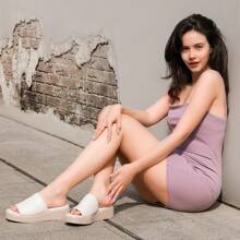 Women Platform Sandals Soft Memory Foam Padded Platform Wedges Sandals - White - View 2