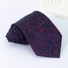 1條男士高端提花絲綢豪華領帶,緞面光澤,適用於婚禮新郎伴郎,典禮,約會,攝影,也是男士完美禮物選擇。 - 提花領帶 - 查看 13