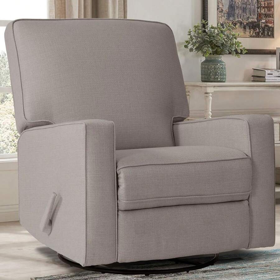 Harkawon Swivel Rocker Recliner Chair, Glider Rocker Recliner, Rocking Chair Nursery, Fabric Chair With High Back, Deep Seat, For Living Room, Bedroom - Light Grey - View 1