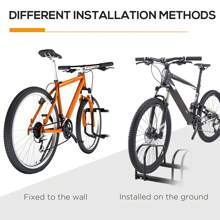 HOMCOM Bike Stand Parking Rack Floor Or Wall Mount Bicycle Cycle Storage Locking Stand 179L X 33W X 27H - Black - View 10