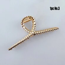 3pcs Women Minimalist Metals Hair Claw Street Y2k Claw Clips Hair Clips Hair Jaw Clip Hair Clamps Hair Clutch Hair Catcher Clip, School Stuff, College Fall Winter Hair Accessories For Women For Vacation Outfits Woman - Gold - View 14