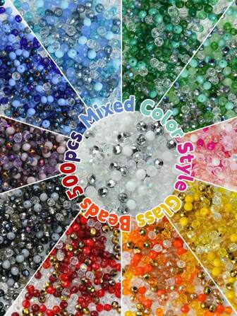 4mm Mixed Glass Flat Beads For Bracelet, Earring, Jewelry Making, Diy Accessories