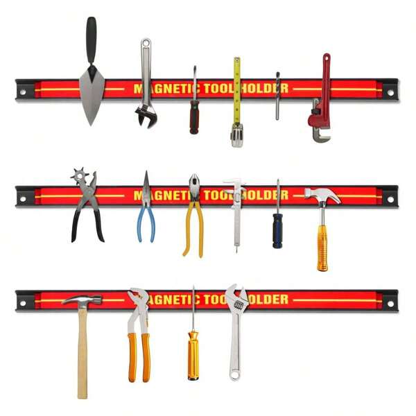Magneetstrip, magnetische gereedschapshouder rood, gereedschapshouder, gereedschapsbeugel, magnetische gereedschapshouder ca. 46cm, draagvermogen 13kg (3 stuks)