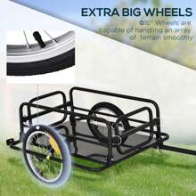 HOMCOM Bike Trailer Cargo In Steel Frame, Extra Bicycle Storage Carrier With Hitch (Black) - Black - View 8