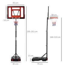 HOMCOM Portable Basketball Hoop Stand 160-210cm Adjustable Height Sturdy Rim Hoop W/ Large Wheels Stable Base & Net Free Standing - Black - View 3