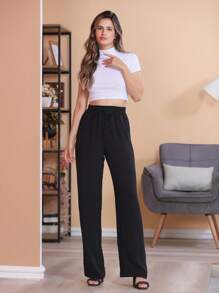 Women Pants - 黑色 - 查看 4