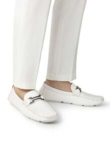 Men's Faux Leather Driving Penny Loafers Boat Shoes – Casual Comfort For Everyday Wear And Stylish Weekend - 白色 - 查看 11