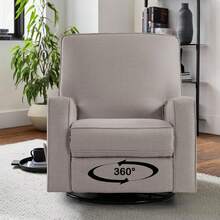 Harkawon Swivel Rocker Recliner Chair, Glider Rocker Recliner, Rocking Chair Nursery, Fabric Chair With High Back, Deep Seat, For Living Room, Bedroom - Light Grey - View 5
