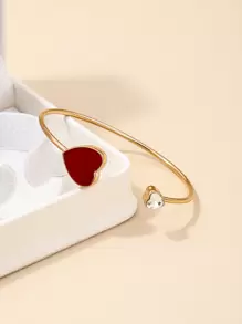 1pc Fashionable & Unique Metal Red Heart Shaped Bracelet, Suitable For Valentine's Day Gift, Romantic Dinner, New Year's Gift And Daily Wear Valentines,Mom,Mother,Mother's Day,Gift - Red - View 1