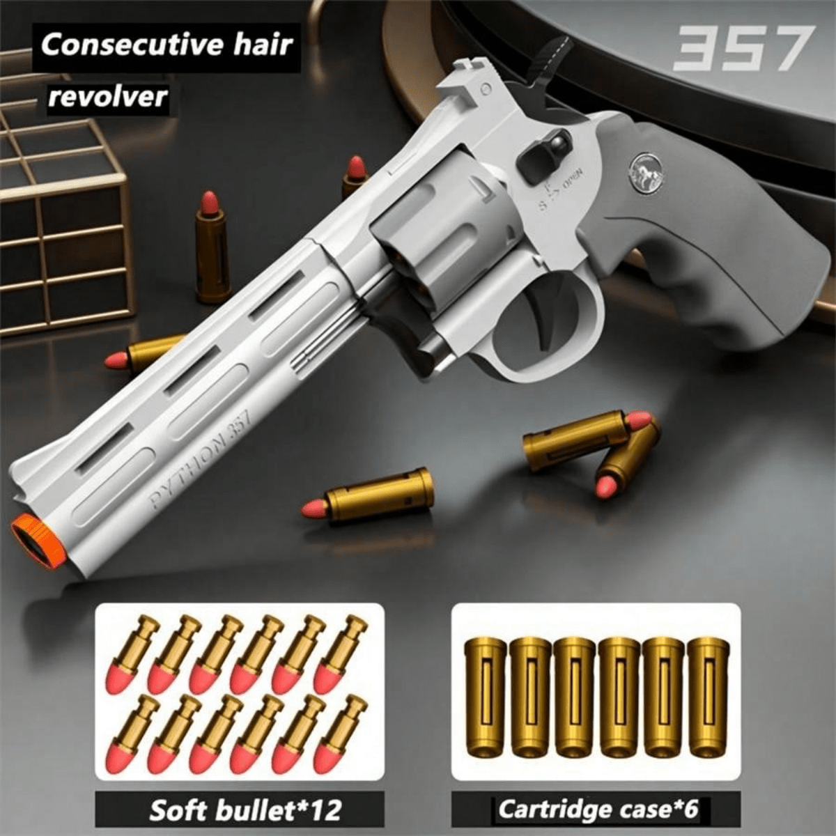 Revolver Toy Gun, Manual Continuous Firing, Soft Bullet, The Cheapest