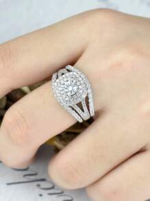 AIHUASI 3pcs/Set 925 Sterling Silver Wedding Rings Bridal Set For Women Engagement Set Blue Sapphire 6*6mm White Round Cut Cubic Zirconia Fine Jewelry Gift