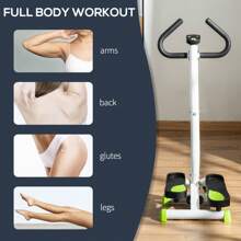 HOMCOM Height Adjustable Step Machine Aerobic Exercise Workout Machine With Adjustable Resistance, LCD Screen & Handlebars - White - View 3