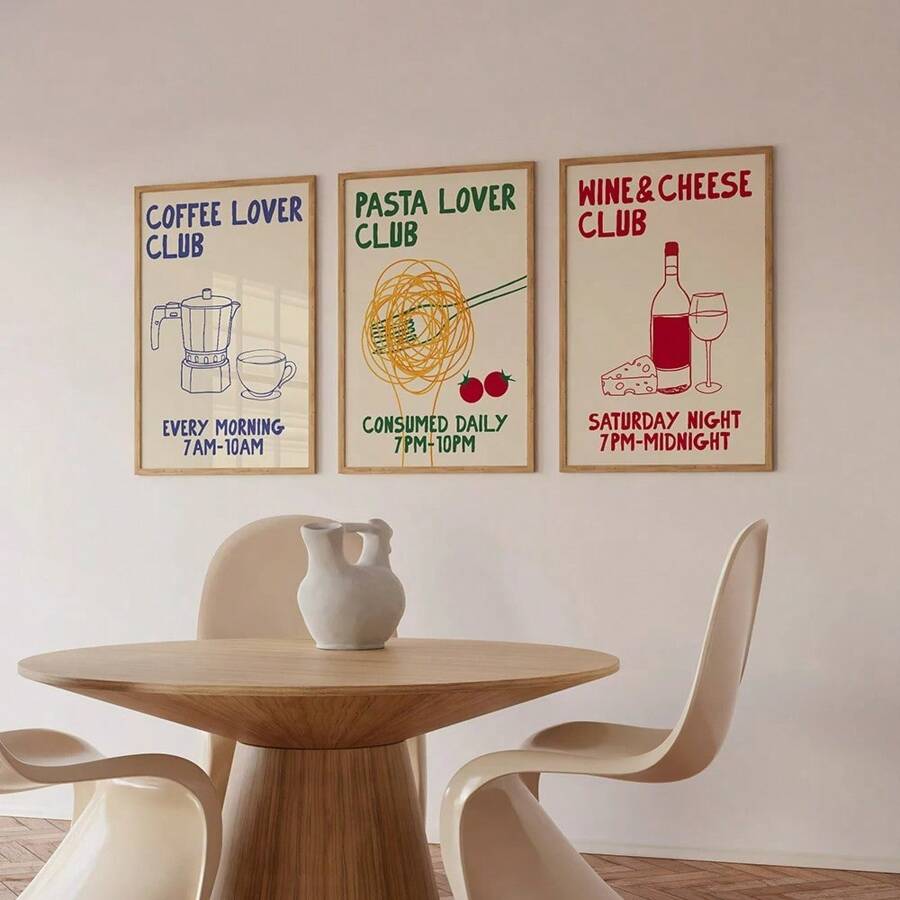 3 Peças/conjunto Desenho À Mão Moka Pot Café Pasta Amante De Vinho E