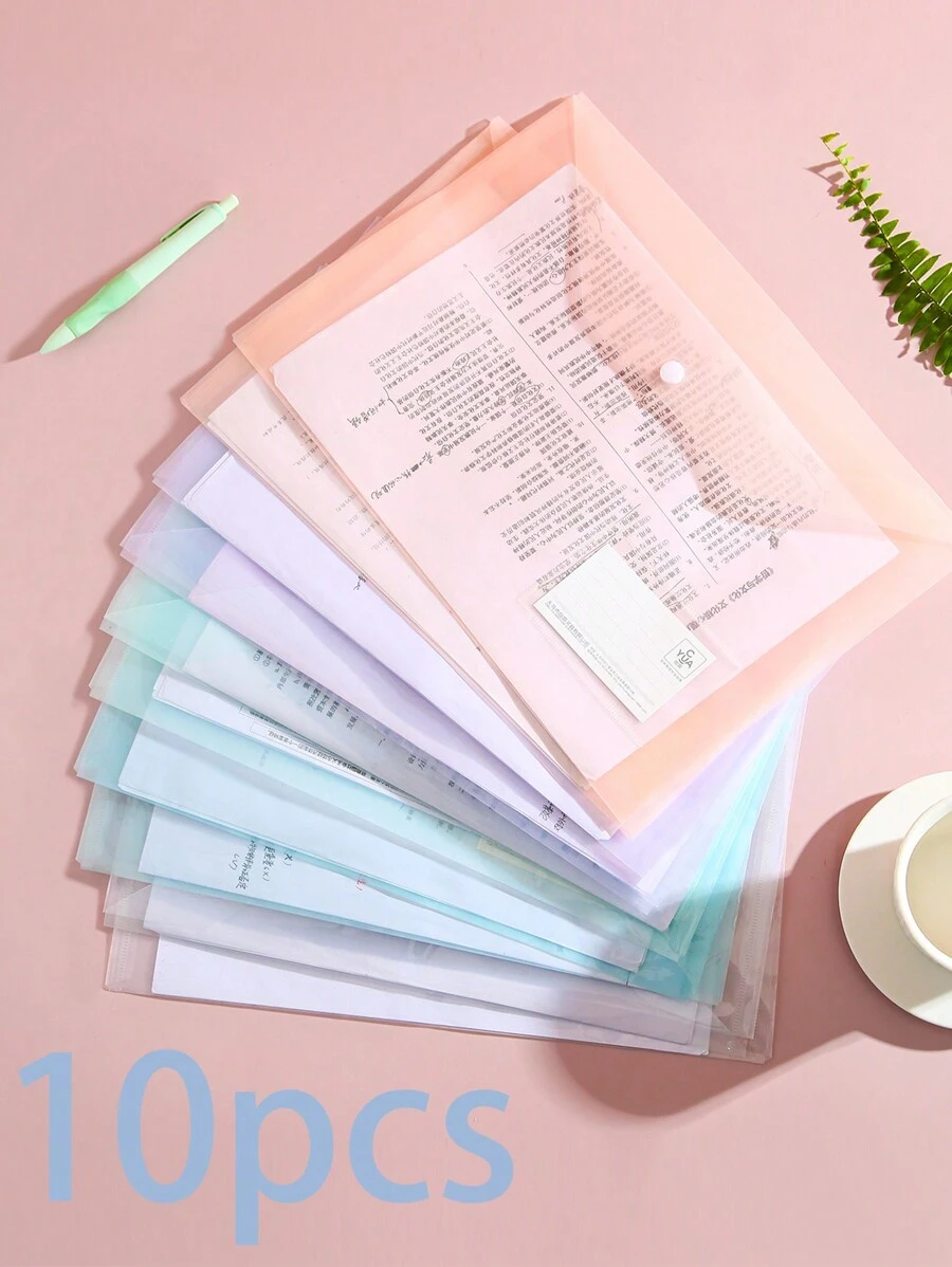 10 Piezas Carpeta De Documentos Transparente A4 Color Aleatorio - Multicolor - Ver 1