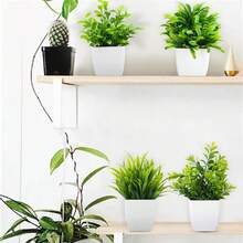 2入組人工綠色盆栽小植物,逼真的假植物,適用於家庭室內裝飾,辦公桌,客廳,農舍 - 2件綠色 - 查看 5