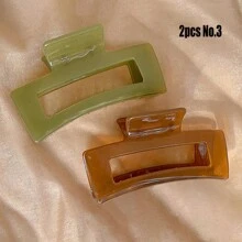 4入組女士素色極簡方形中空設計髮夾，休閒款式 - 彩色 - 查看 10