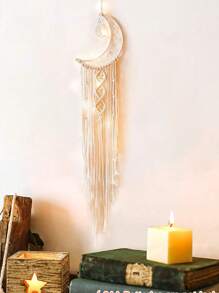 1 Pièce Attrape-rêve À Étoile Et Lune De Lumière De Chaîne Led À Télécommande 8 Fonctions , Cadeau De Collier , Décoration De Maison Bohème Crochetée , Décoration De Chambre Suspendue Murale En Tricot De Dentelle Artisanale Pour Chambre D'amis , Cadeau Pour Femme , Cadeau Pour Mère , Décoration De Crèche , Décoration De Maison , Décoration Murale , Décoration De Chambre