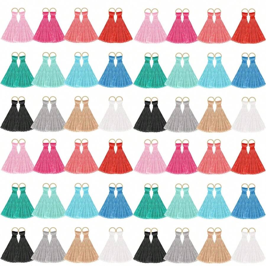 100 Miếng Mini Bùa tua Với Lụa Cord Và Vàng Đối với Hoa tai , Đồ trang sức Và Móc chìa khóa Làm Đồ thủ công DIY Dự án , 1.37 3.5 cm - 100 miếng - nhiều màu - Xem 1