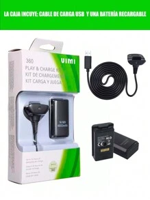 Kit Carga Y Juega Batería Para Control De Consola 360 - Negro - Ver 2