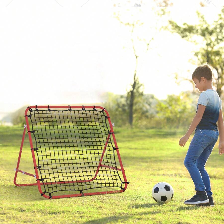 HOMCOM Rebounder Net Practise Kickback Target Goal Play Teens Adults Softball Training Aid Red