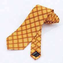 1條男士高端提花絲綢豪華領帶,緞面光澤,適用於婚禮新郎伴郎,典禮,約會,攝影,也是男士完美禮物選擇。 - 提花領帶 - 查看 3