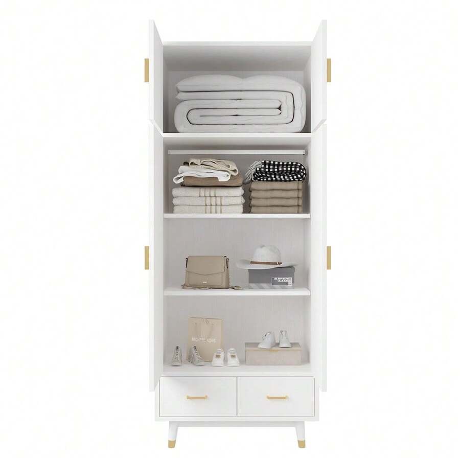 Large Armoire Wardrobe Closet Removable Hanging Rod And Adjustable Shelves For Bedroom(Sent In 2