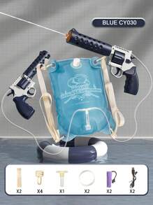 Revolver Electric Automatic Water Gun Backpack Pistol Firing Waters Fight Summer Outdoor Shooting Game Summer Outdoor Beach Toys For Children Boys Girl Gift - Multicolor - View 6