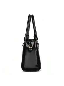 Set Of Two Crocodile Pattern Handbags For Women,Fashion Solid Color Tote Bag,Random Patterns - Black - View 3
