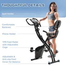 HOMCOM 2-In-1 Foldable Exercise Bike Recumbent Stationary Bike 8-Level Adjustable Magnetic Resistance With Pulse Sensor LCD Display - Black - View 10