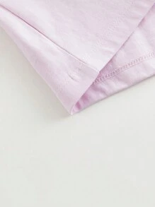 MARC&JANIE 少女可愛可愛的空心蕾絲修邊領子長袖t恤,適用於春季 - 粉色 - 查看 8