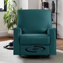 Harkawon Swivel Rocker Recliner Chair, Glider Rocker Recliner, Rocking Chair Nursery, Fabric Chair With High Back, Deep Seat, For Living Room, Bedroom - Green - View 5