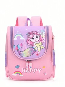 經典卡通美人魚設計兒童背包,可愛實用 - 粉色 - 查看 3
