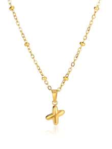 精致泡泡字母吊坠配饰优雅时尚 26 个英文字母首字母吊坠项链女士 - 金黃色 - 查看 25