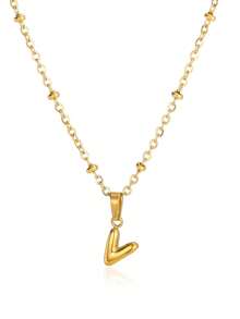 精致泡泡字母吊坠配饰优雅时尚 26 个英文字母首字母吊坠项链女士 - 金黃色 - 查看 19