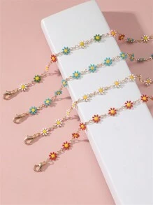 1pc Retro Small Chrysanthemum Daisy Flowers Decor Choker Necklace, Adjustable Copper Chain Jewelry, Exquisite Holiday Birthday Gift For Teen Girls