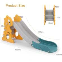 Diapositiva para niños plegables con aro de baloncesto, 180 x 80 x 145 cm, tobogán de diversión para niños, tobogán para niños pequeños durante 1-6 años, tobogán para bebés interiores y exteriores, tobogán de jardín de hasta 50 kg ​