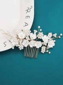 Cross-Border Ceramic Pearl Hair Comb For Bride With Handmade Braided, Suitable For Ancient Style Hanfu, Xiuhua Hair Accessories Elegant Tiaras