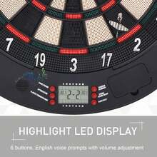 HOMCOM  Electronic Dartboard Set 26 Games And 185 Variations With 6 Darts And Cabinet To Stroage Multi-Game Option Ready-To-Play - Black - View 8