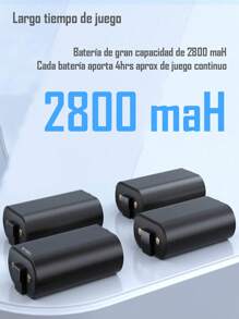 Cargador Externo Con Cuatro Pilas Recargables Compatibles con Consola Series X|S/One/One S/X/ Controller - Negro - Ver 4